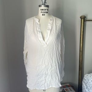 VINCE 100% silk white tunic long sleeve size S top